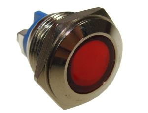 Kontrolka LED 18mm 230V metal czerwona
